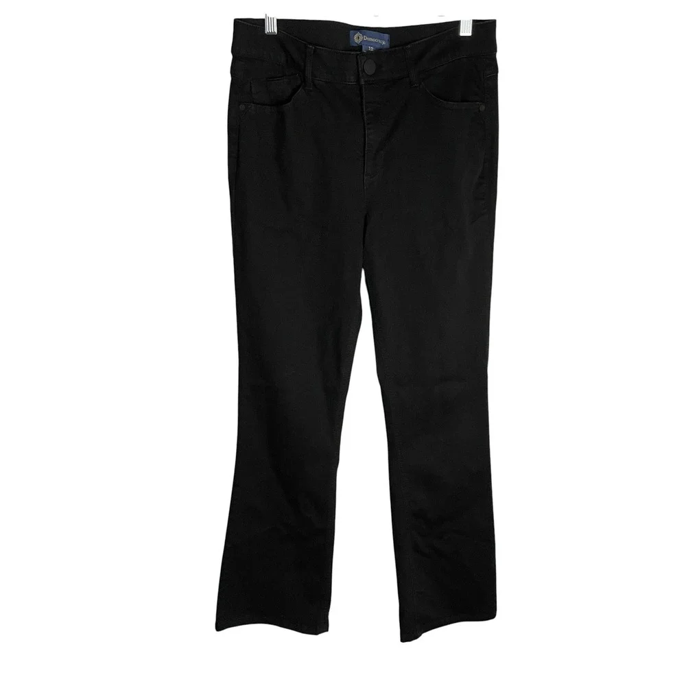 Democracy Womens Ab solution Bootcut Jeans Size 12 Black Stretch Denim B1221RISL